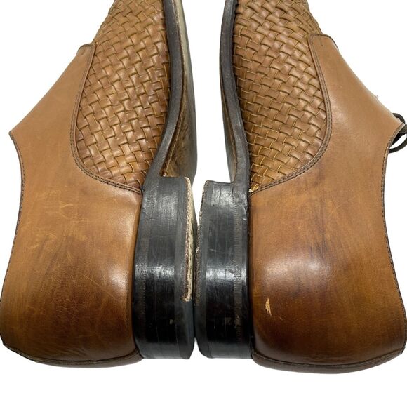 Taft Oxford Dress Shoe Handmade Goodyear Welt Tan Brown Woven Leather Cap Toe 9 main image 2